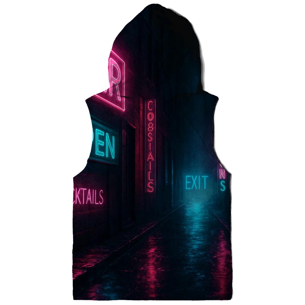 Neon Rain Alley Typography designer hoodies