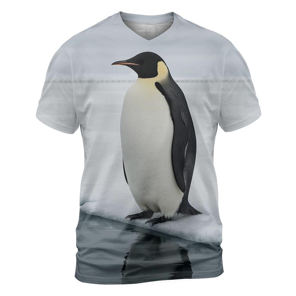 Ice Flow Sentinel Emperor Penguin vibrant all-over design tees