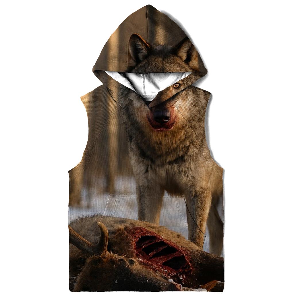Wolf At Carcass In Winter Aspen Grove graphic hoodies