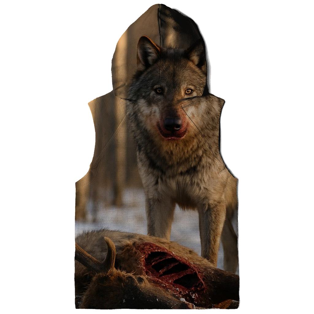 Wolf At Carcass In Winter Aspen Grove graphic hoodies