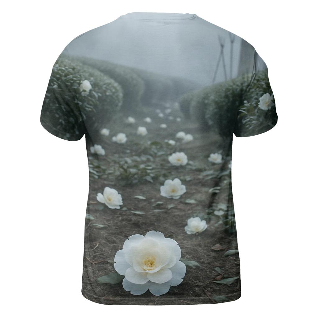 Tea Garden Camellias In Winter Light trendy printed shirt styles