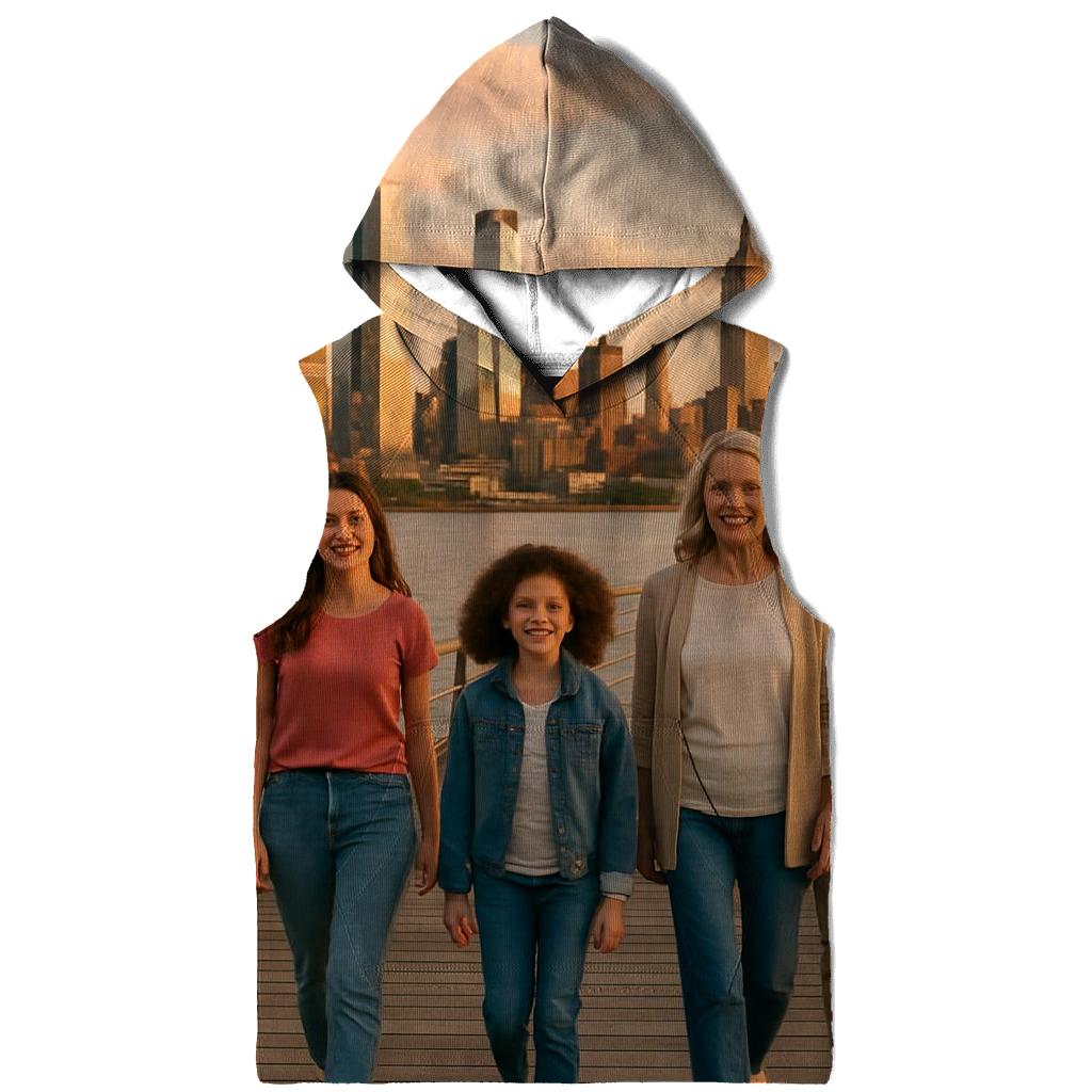 Hudson River Pier Family Skyline Stroll printed hoodies
