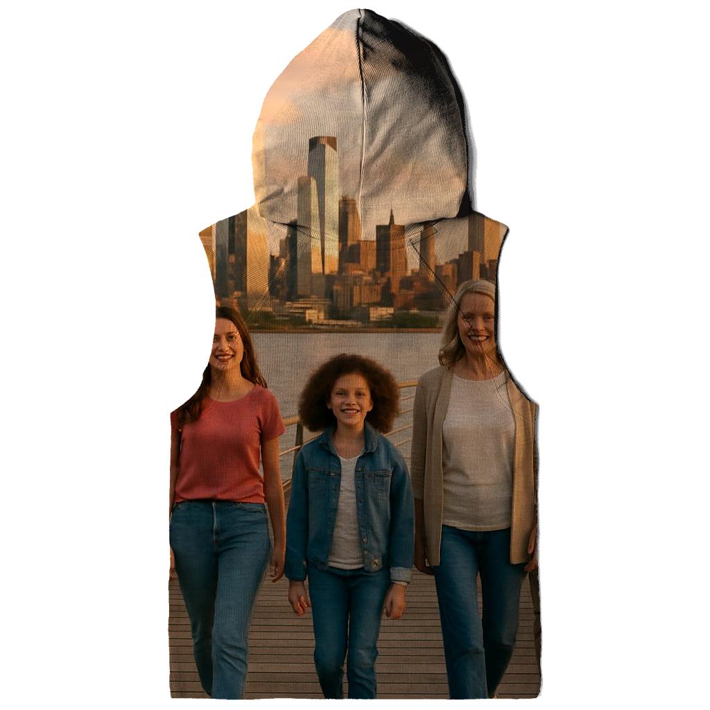 Hudson River Pier Family Skyline Stroll printed hoodies