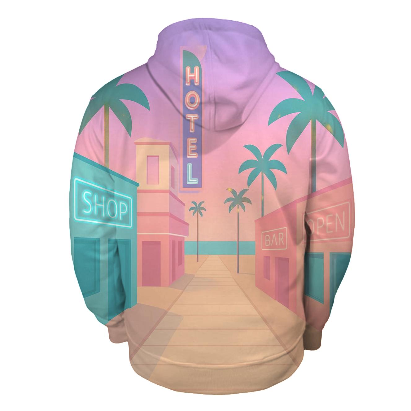 Vaporwave Beach Boardwalk pullover hoodies