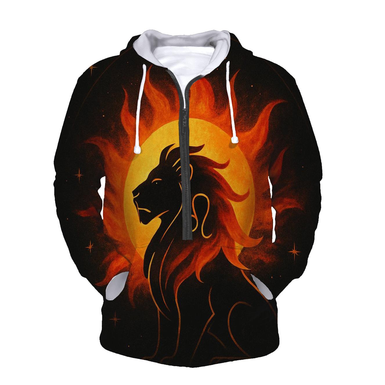 Solar Leo Lion In Auric Flames graphic hoodies