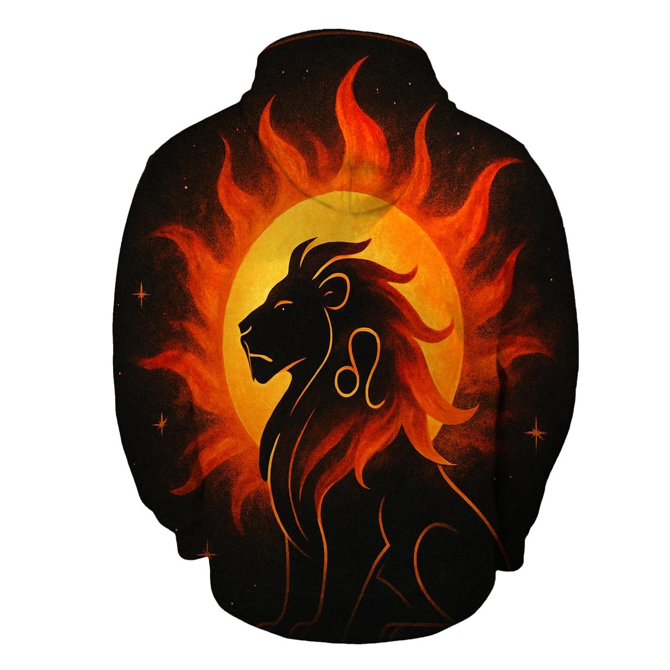 Solar Leo Lion In Auric Flames graphic hoodies