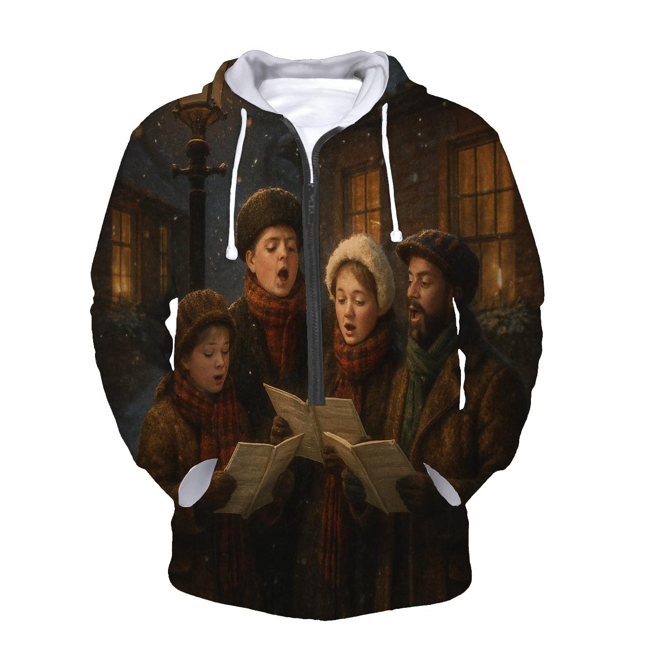 Midnight Carolers In The Snow zip-up hoodies