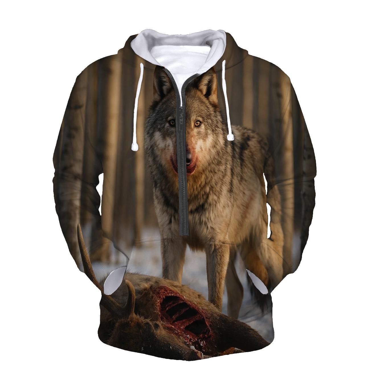 Wolf At Carcass In Winter Aspen Grove hoodie trends