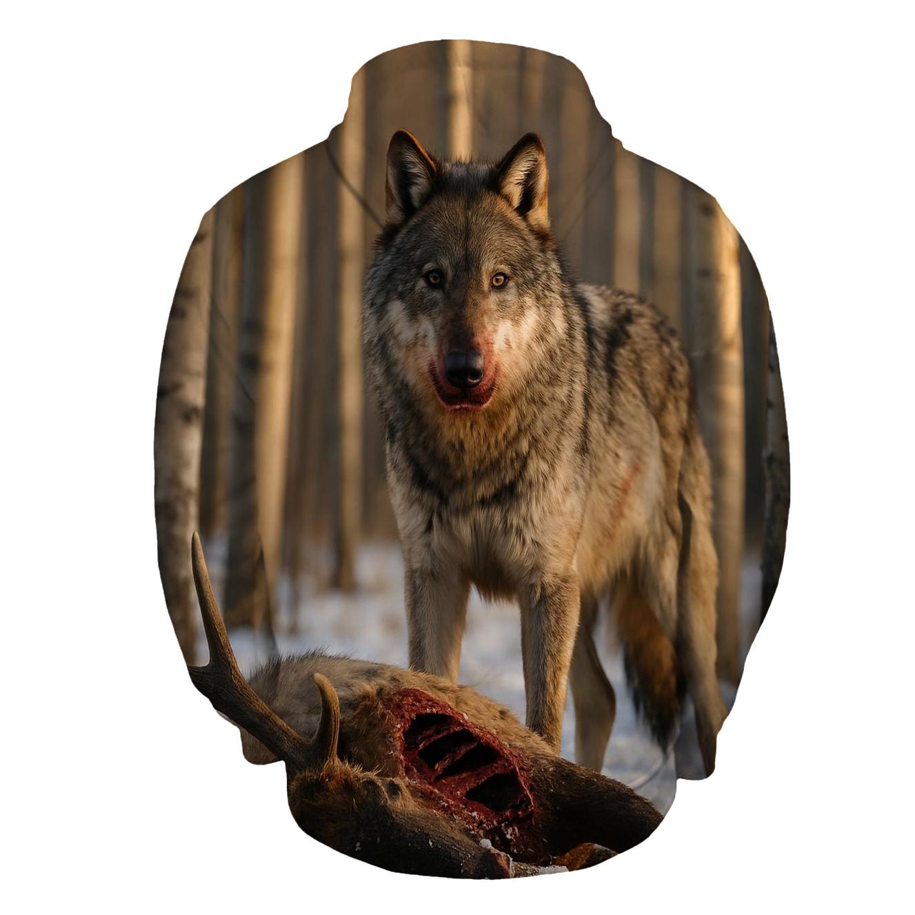 Wolf At Carcass In Winter Aspen Grove hoodie trends