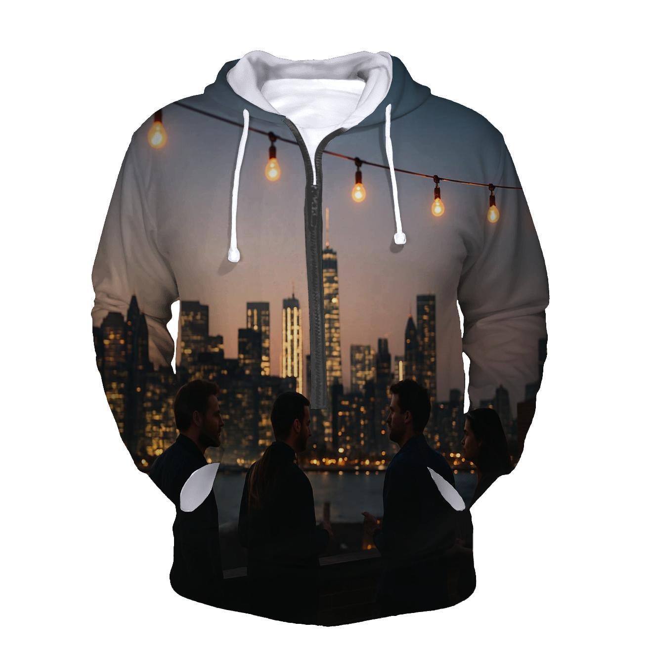 Brooklyn Brownstone Rooftop Skyline Gathering zip-up hoodies