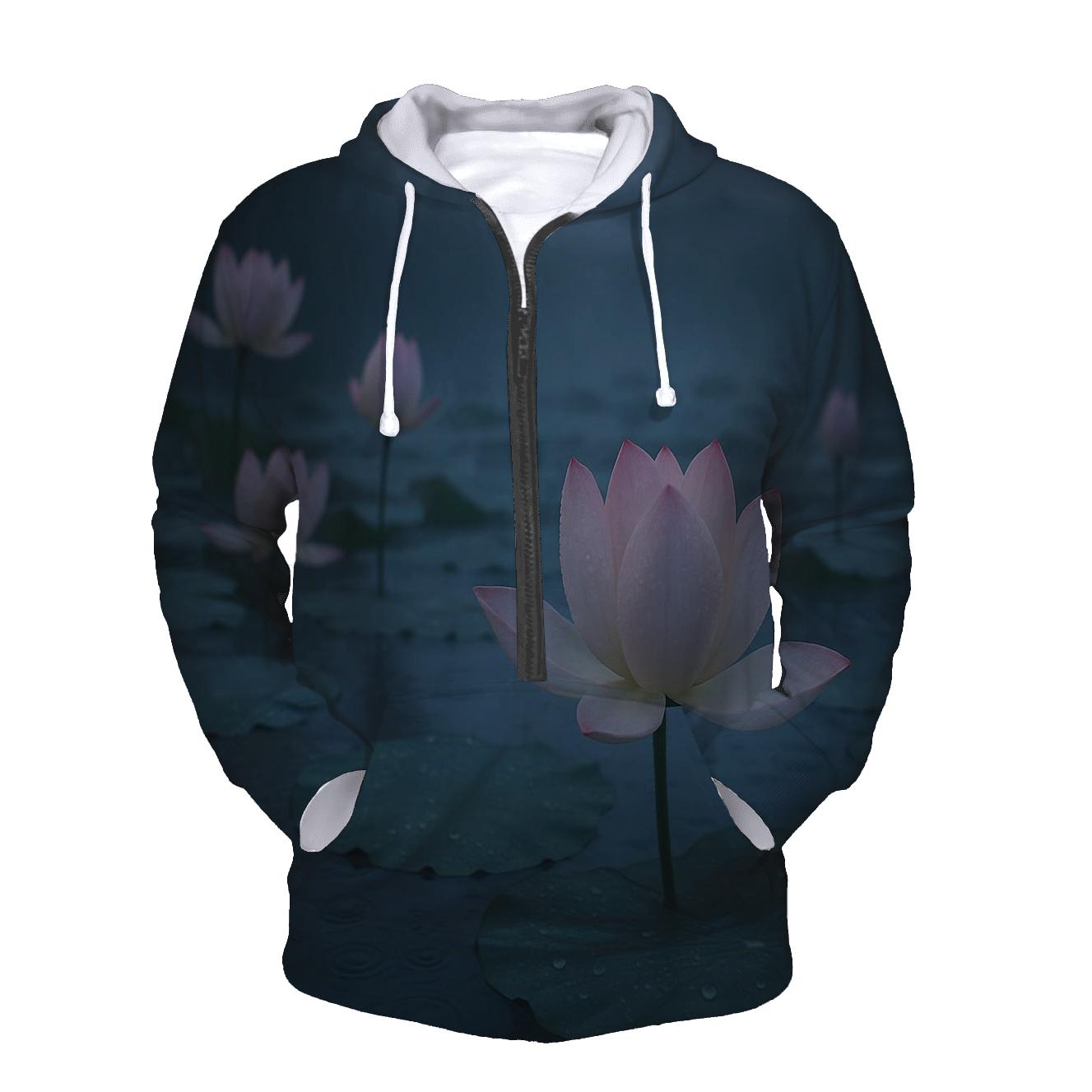 Monsoon Lotus Pond At Dawn graphic hoodies