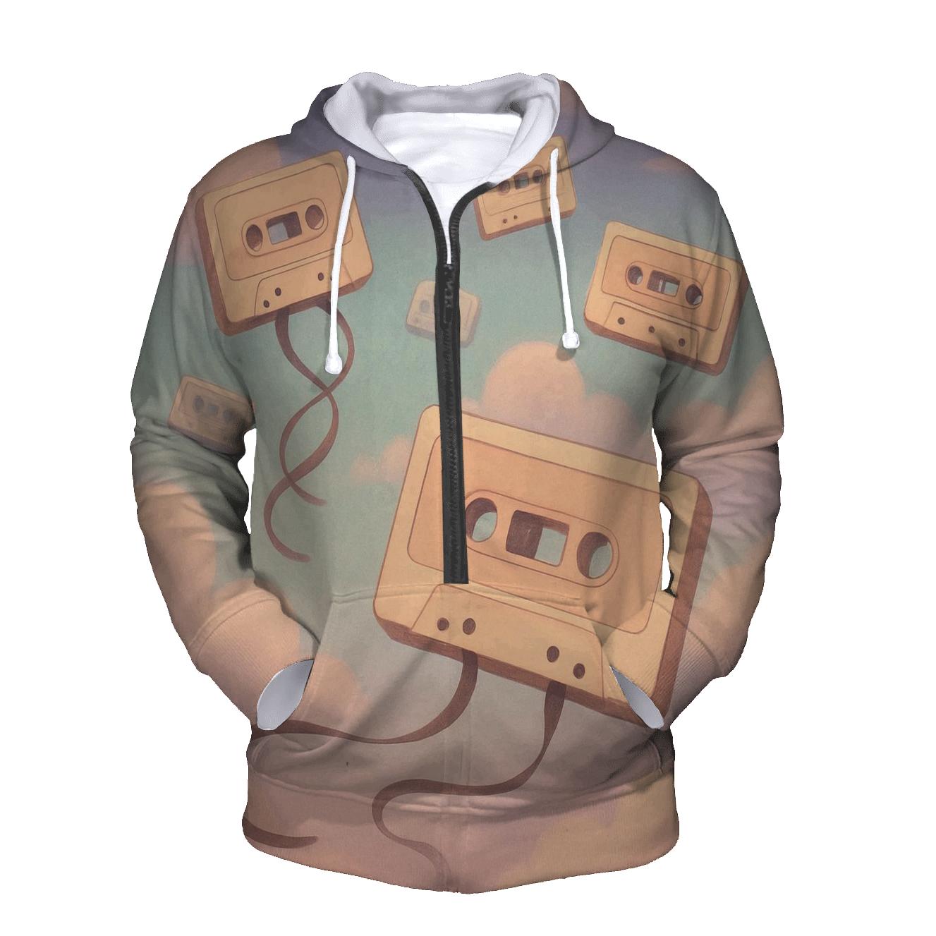 Pastel Cassette Dreamscape embroidered hoodies