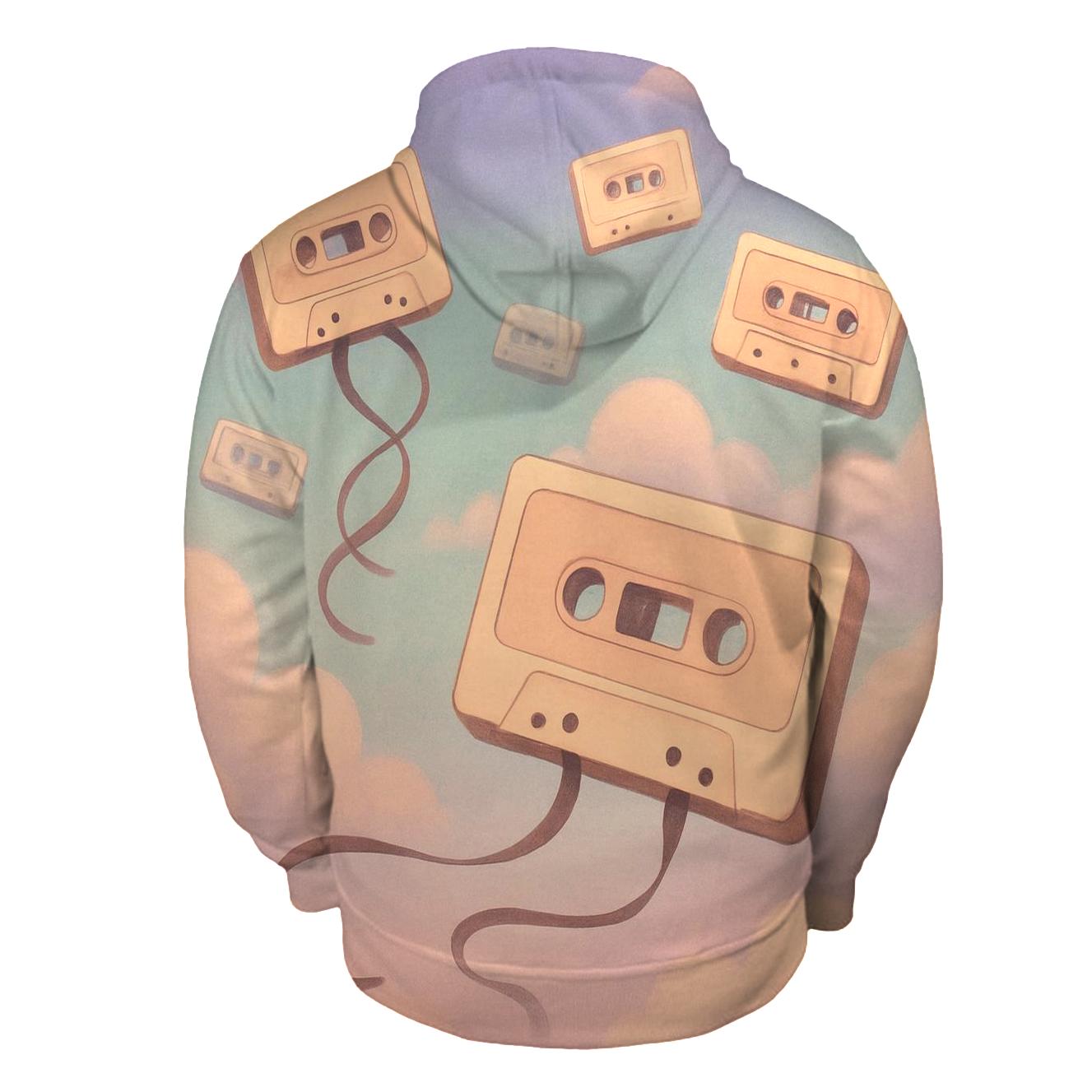 Pastel Cassette Dreamscape embroidered hoodies