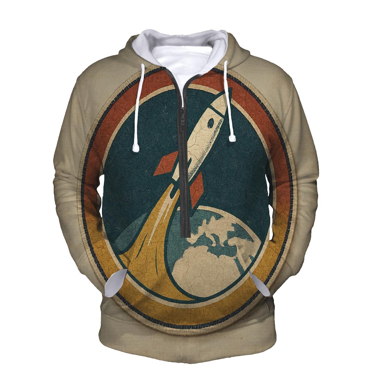 Retro Space Race Mission Patch graphic hoodies