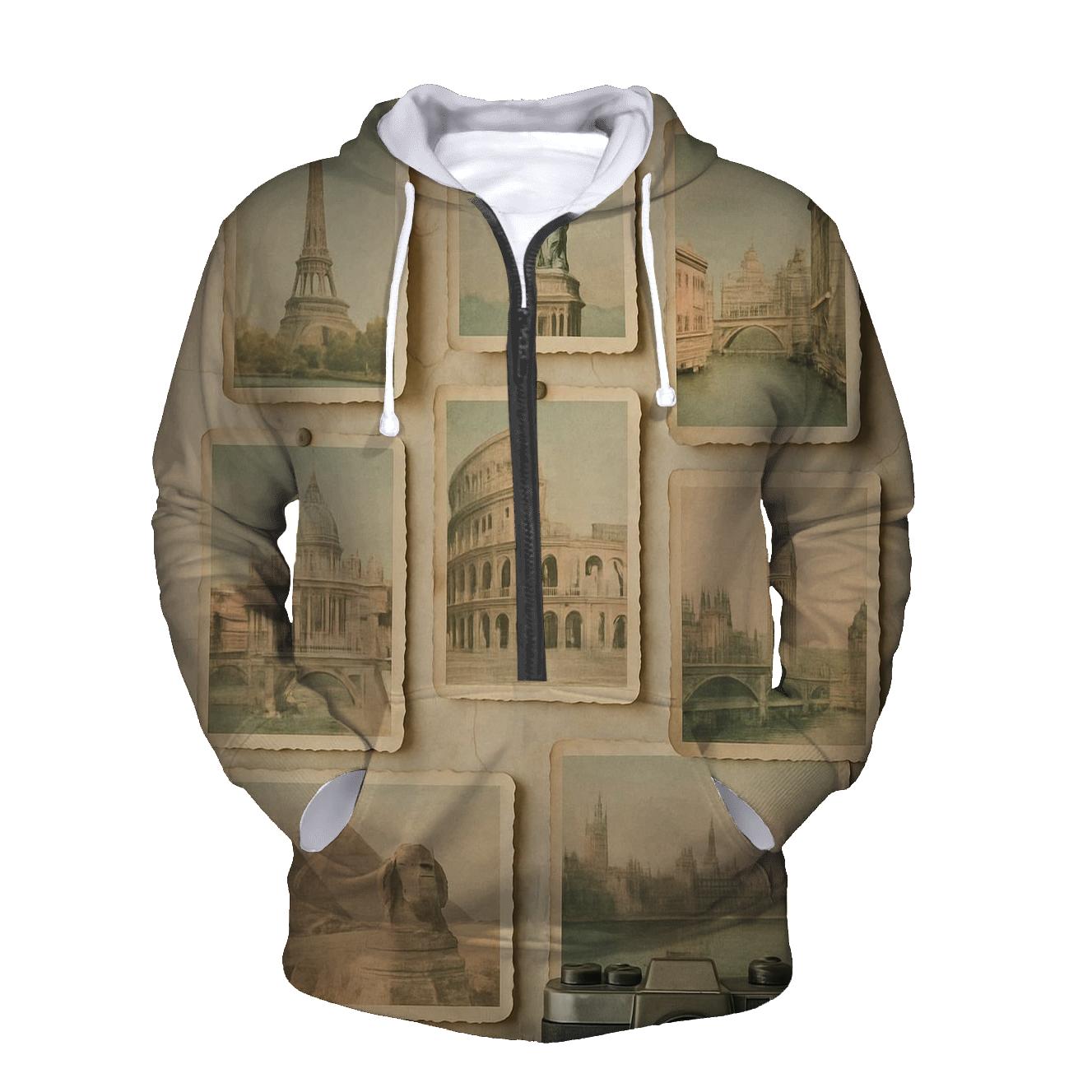 Old Camera Tourist Postcard Wall printed hoodies