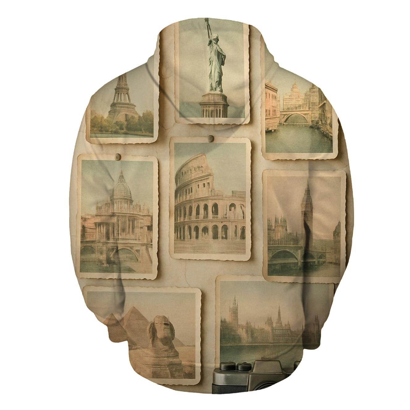 Old Camera Tourist Postcard Wall printed hoodies