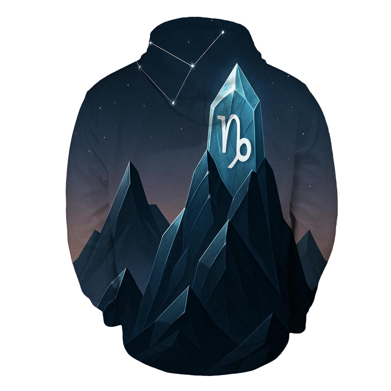 Capricorn Crystal Mountain Zodiac Crest custom hoodies
