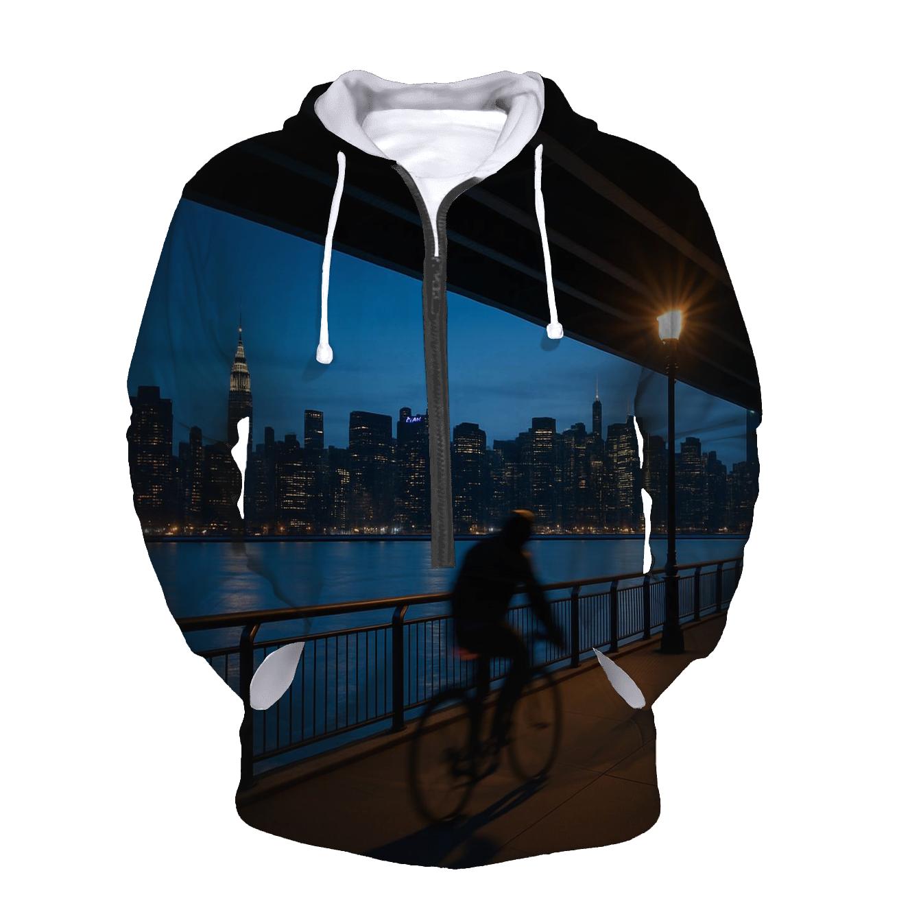 East River Esplanade Cyclist At Blue Hour hoodie trends