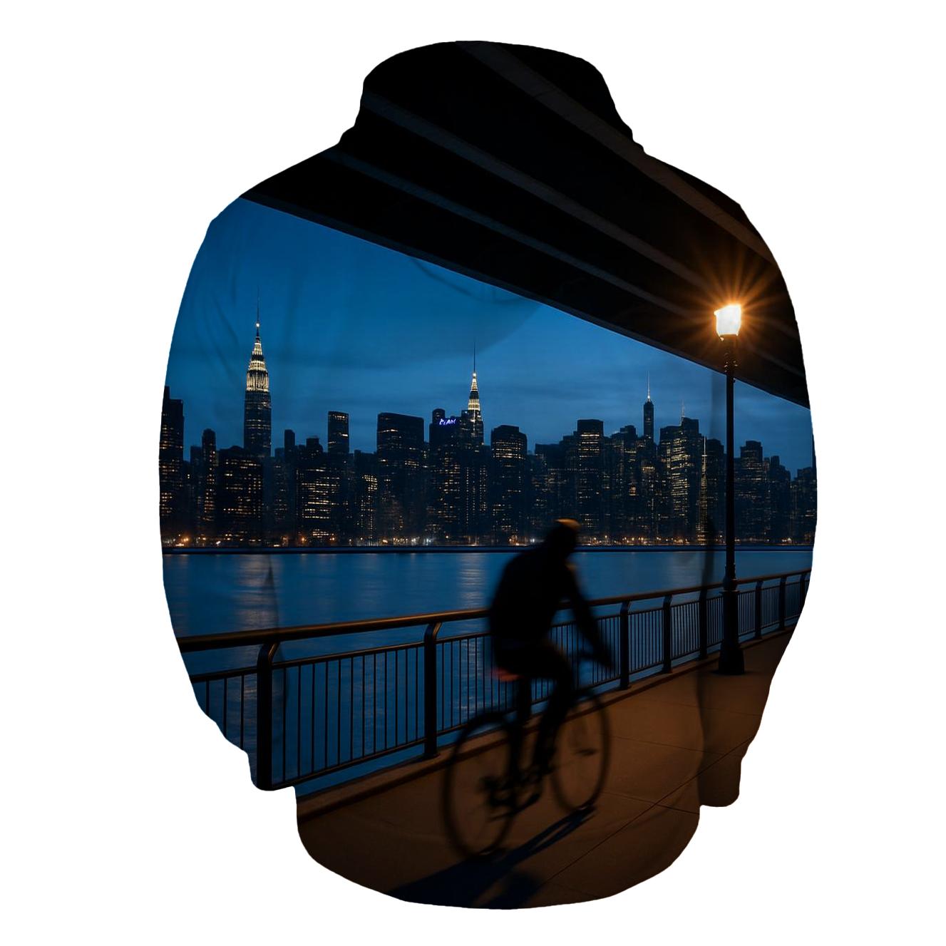 East River Esplanade Cyclist At Blue Hour hoodie trends