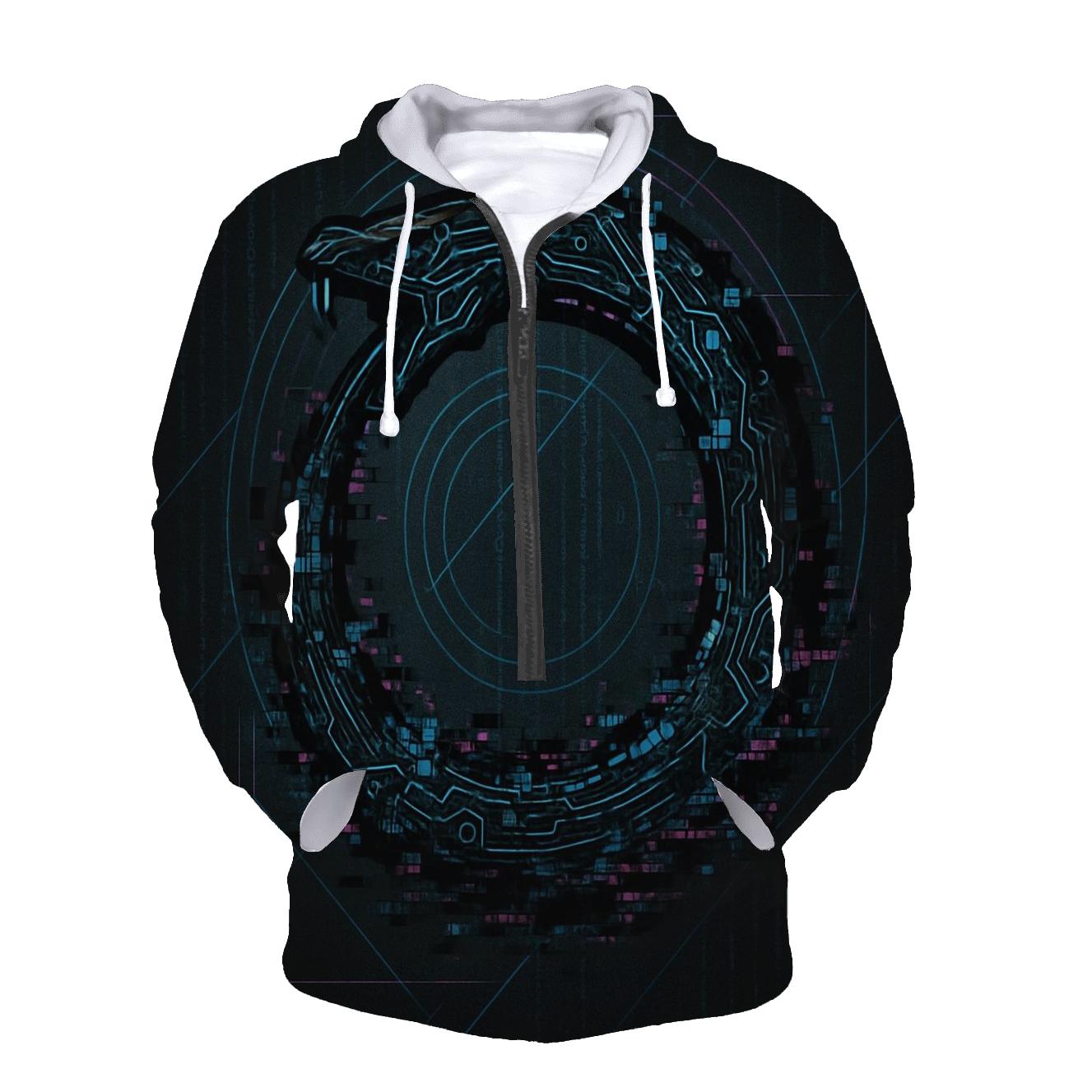 Digital Glitch Ouroboros graphic hoodies