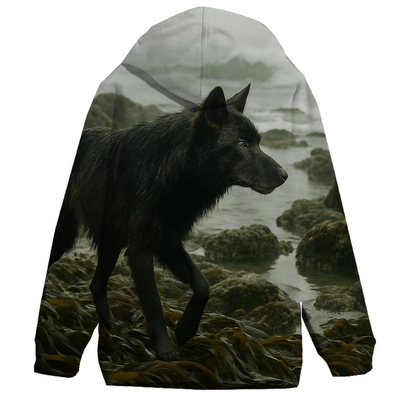 Coastal Wolf In Kelp Forest Shoreline pullover hoodies