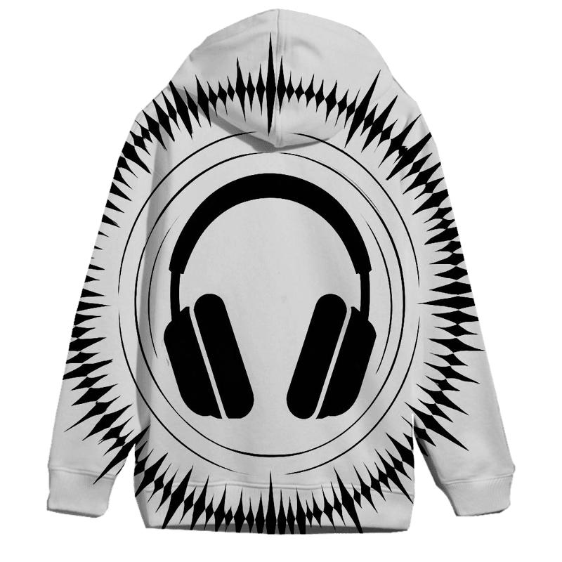 Monochrome Headphone Silhouette Burst designer hoodies