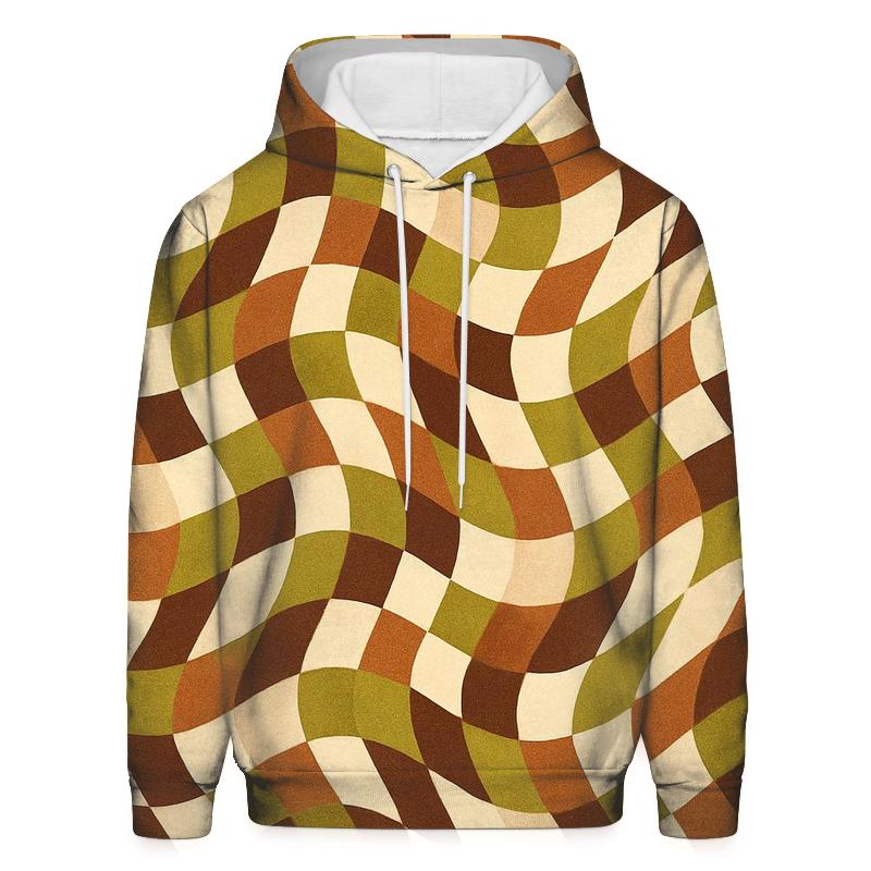 Groovy Checkerboard Waves designer hoodies