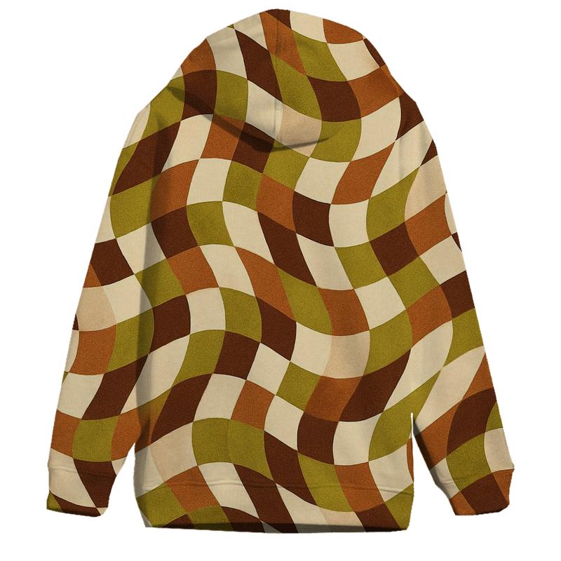 Groovy Checkerboard Waves designer hoodies
