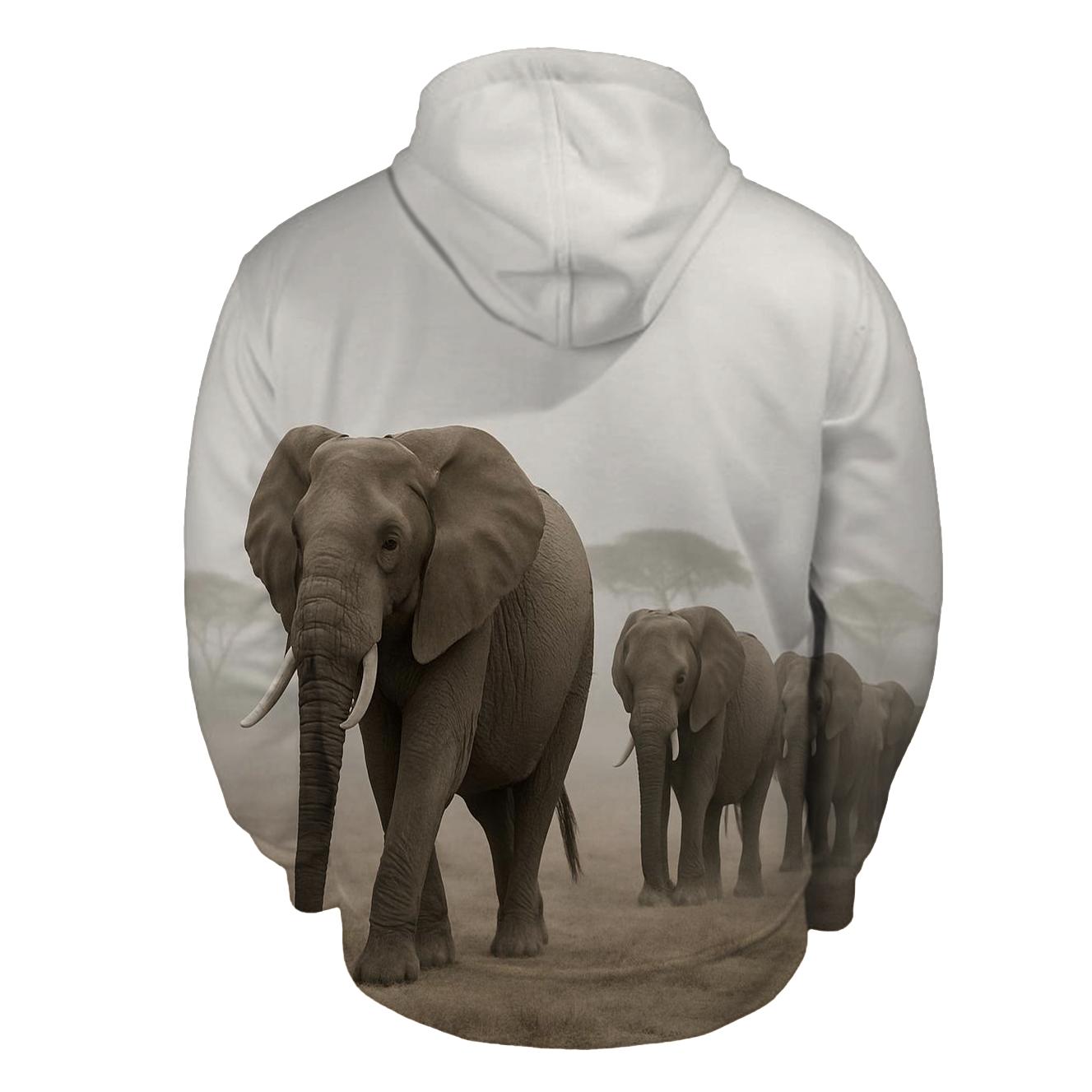 Fog Line Procession African Elephants zip-up hoodies