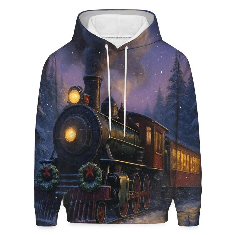 Christmas Train Through The Snowy Forest hoodie designs