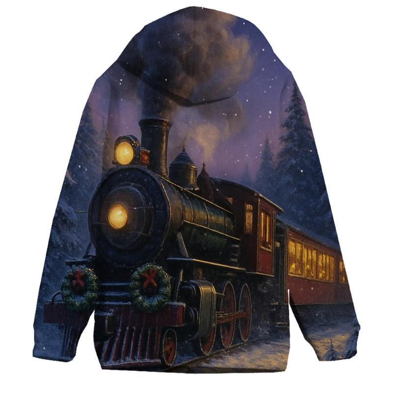 Christmas Train Through The Snowy Forest hoodie designs