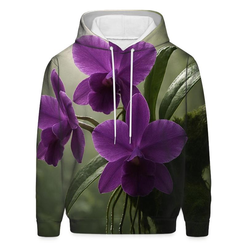Wild Orchid Cluster In Cloud Forest printed hoodies