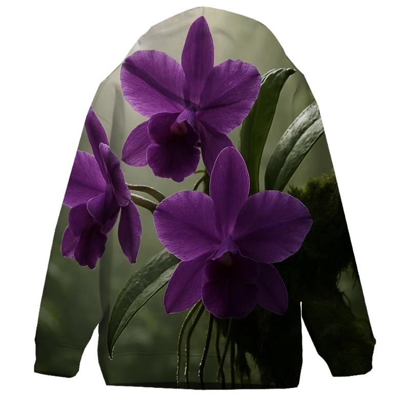Wild Orchid Cluster In Cloud Forest printed hoodies