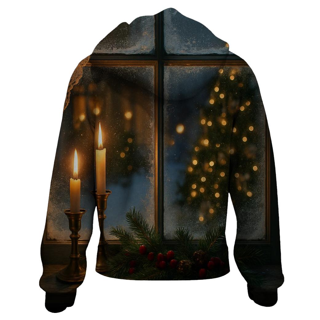 Candlelit Christmas Eve Window zip-up hoodies