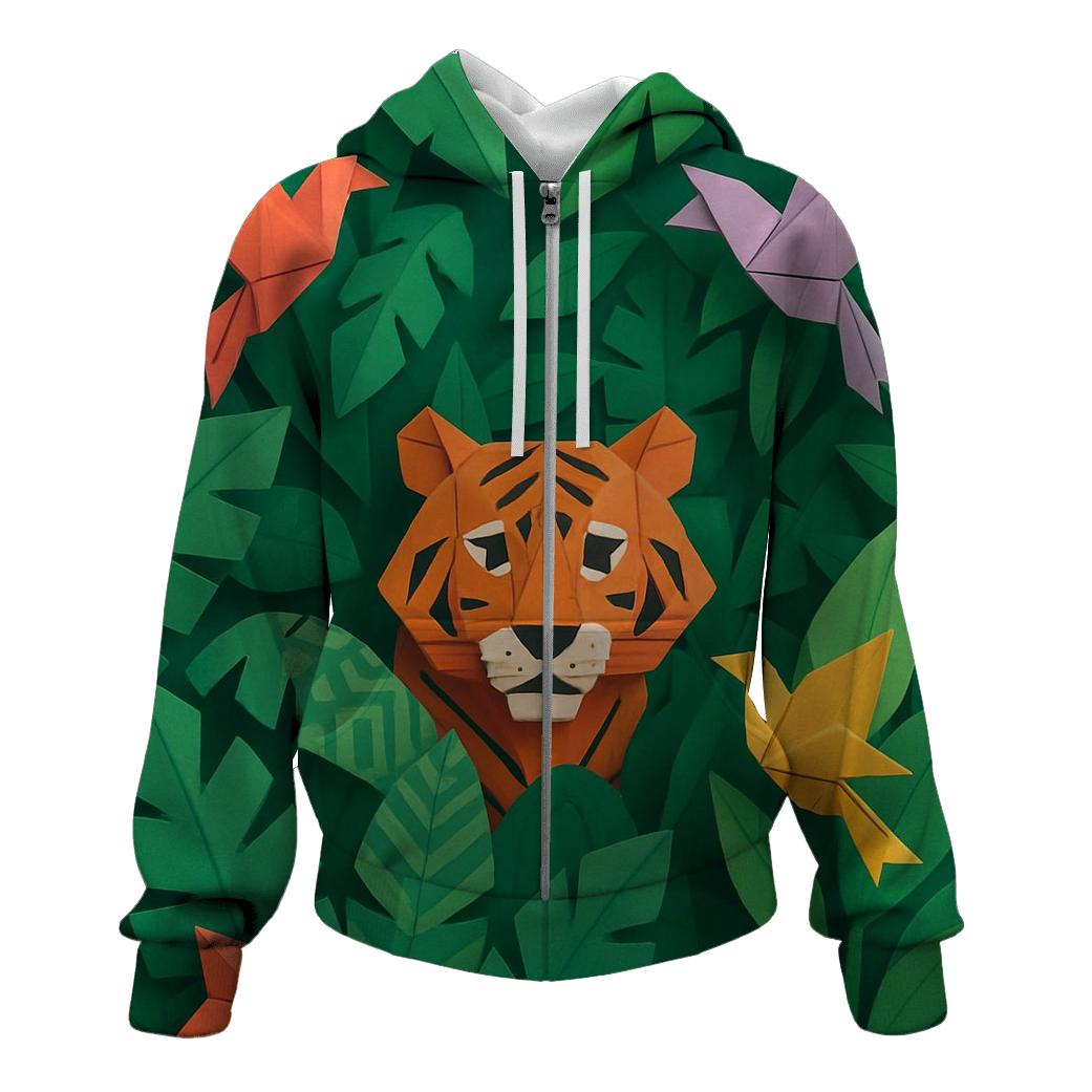 Origami Jungle Dreams zip-up hoodies