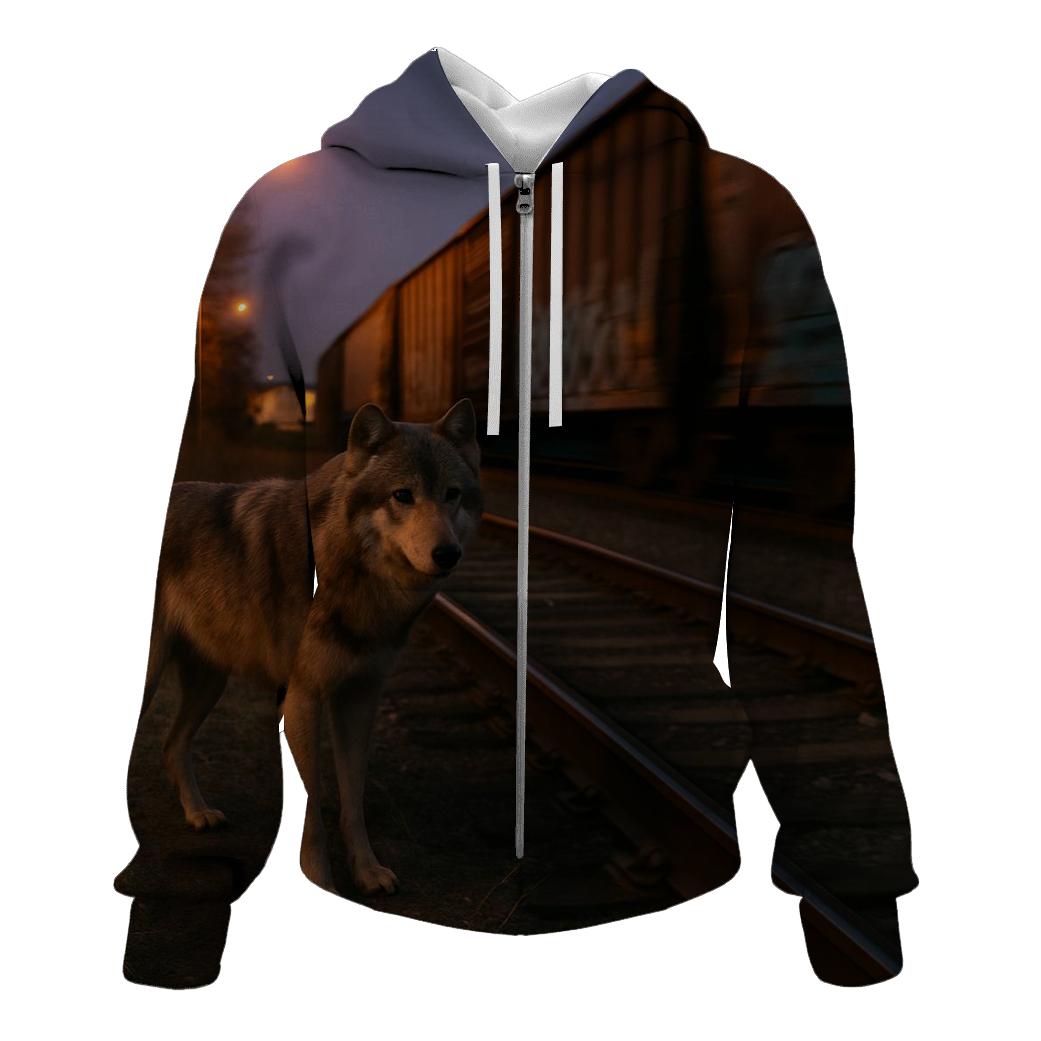 Urban Edge Wolf At Rail Yard embroidered hoodies