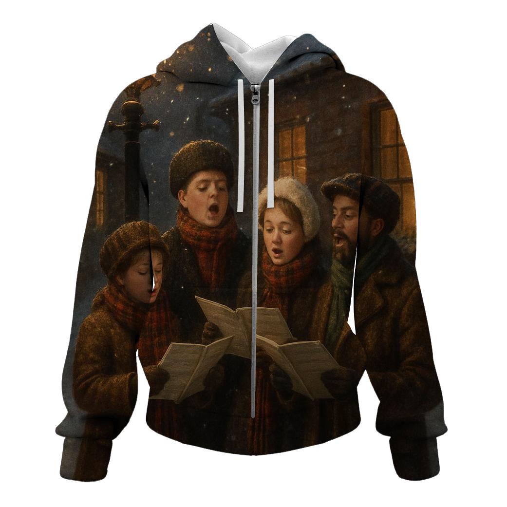 Midnight Carolers In The Snow graphic hoodies