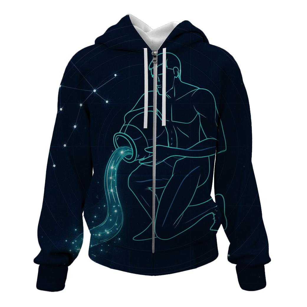 Geometric Aquarius Water Bearer Constellation premium hoodies