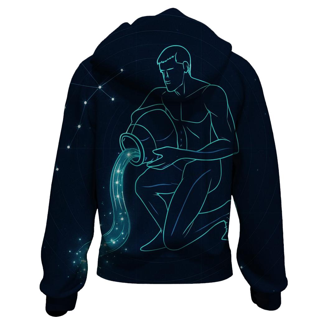 Geometric Aquarius Water Bearer Constellation premium hoodies