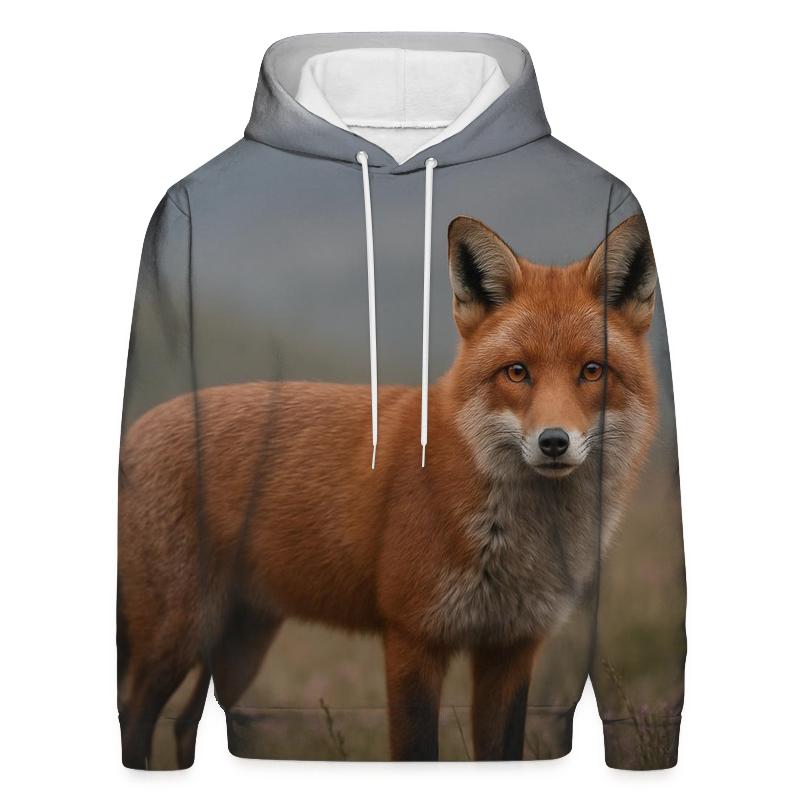 Moorland Standoff Red Fox In Heather embroidered hoodies