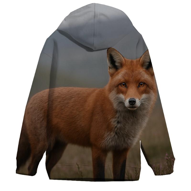 Moorland Standoff Red Fox In Heather embroidered hoodies