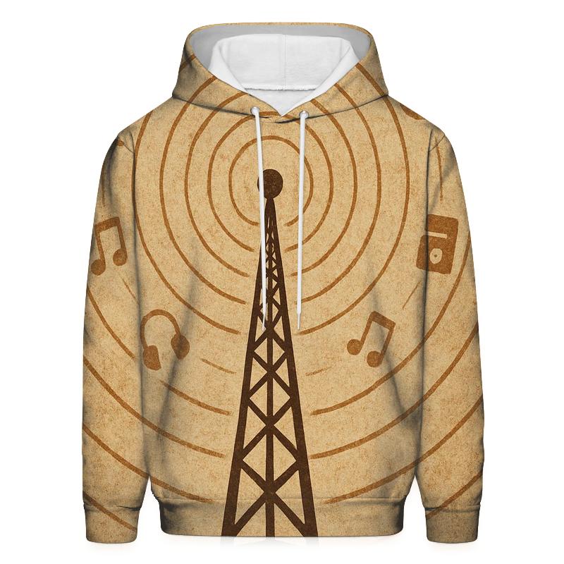 Sepia Radio Tower Echoes zip-up hoodies