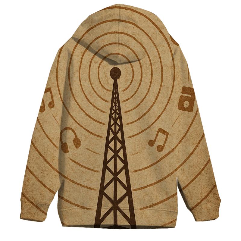 Sepia Radio Tower Echoes zip-up hoodies