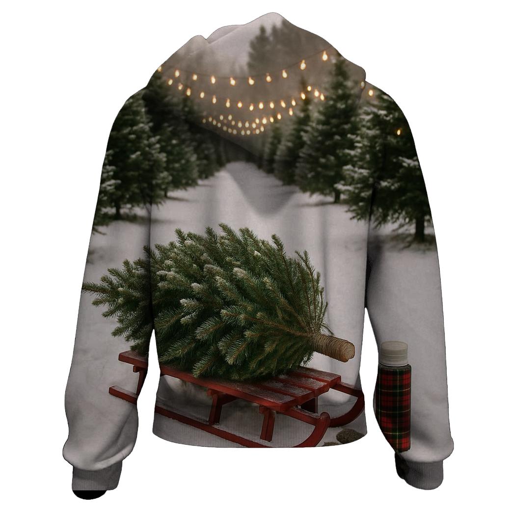 First Snow At The Christmas Tree Farm zip-up hoodies