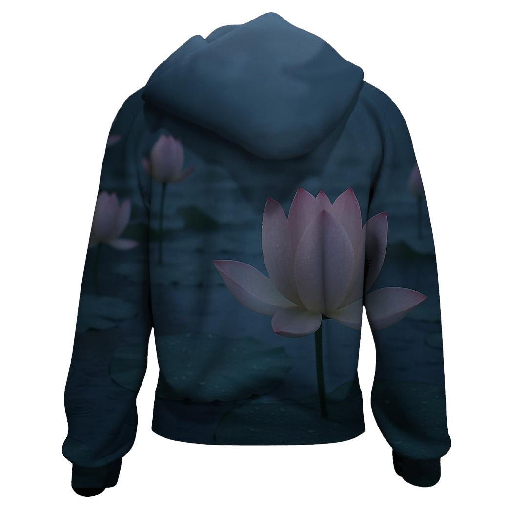 Monsoon Lotus Pond At Dawn premium hoodies