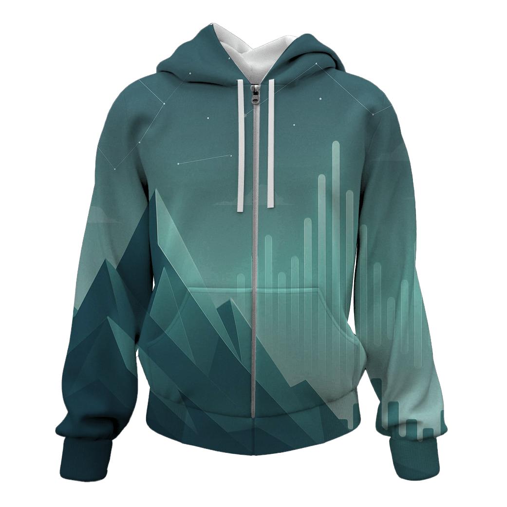 Geometric Mountain Sound Waves lightweight hoodies
