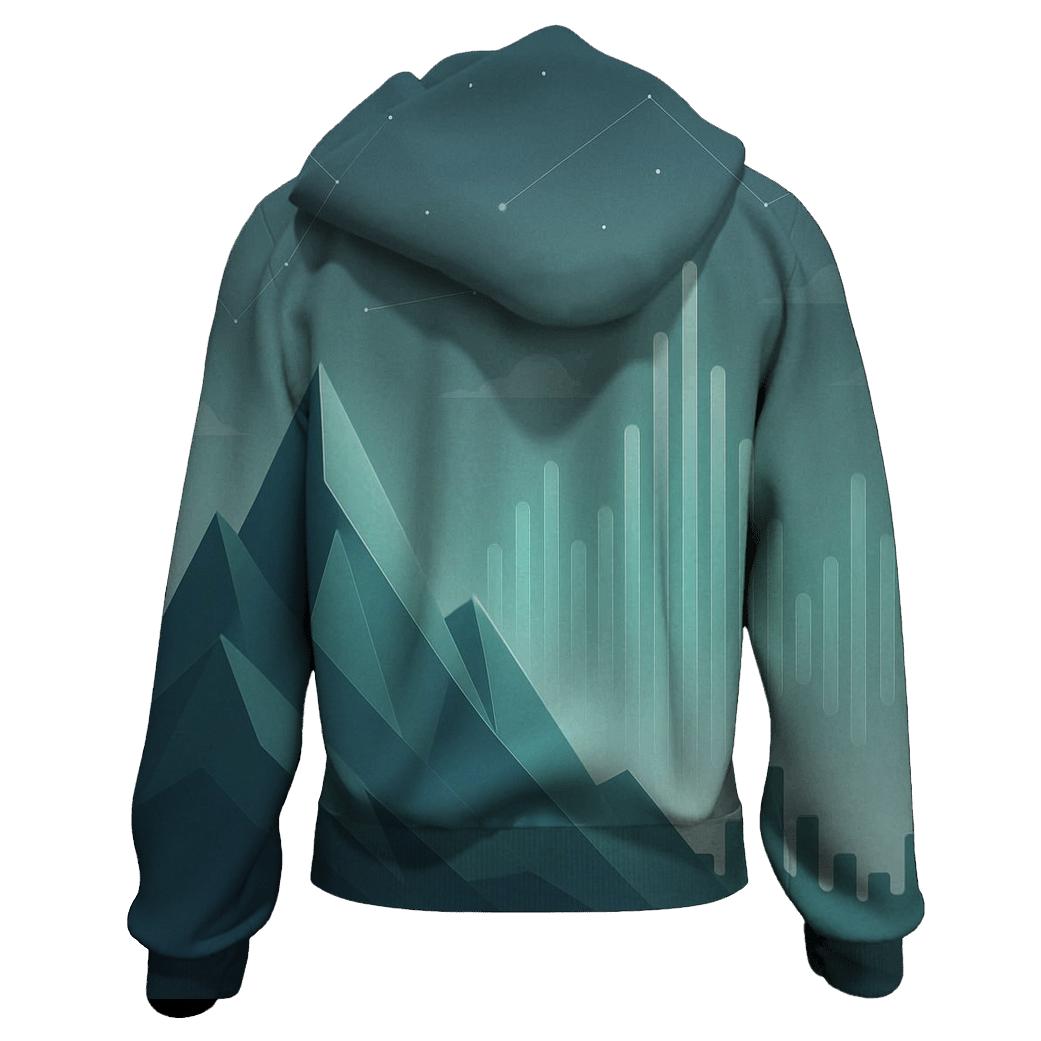 Geometric Mountain Sound Waves lightweight hoodies