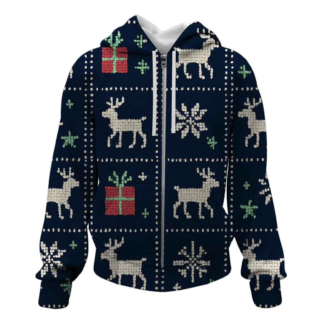 Cosmic Reindeer March Grid Design printed hoodies