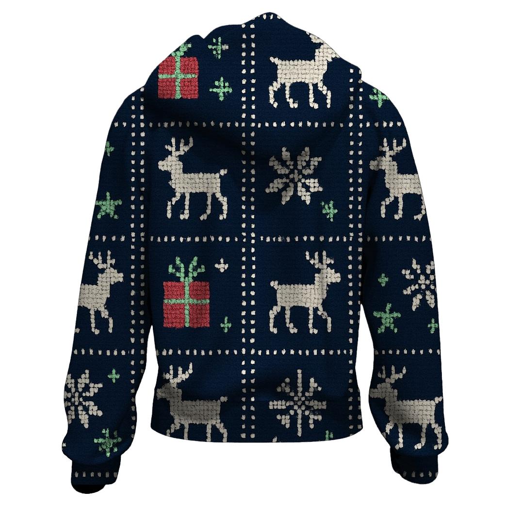 Cosmic Reindeer March Grid Design printed hoodies