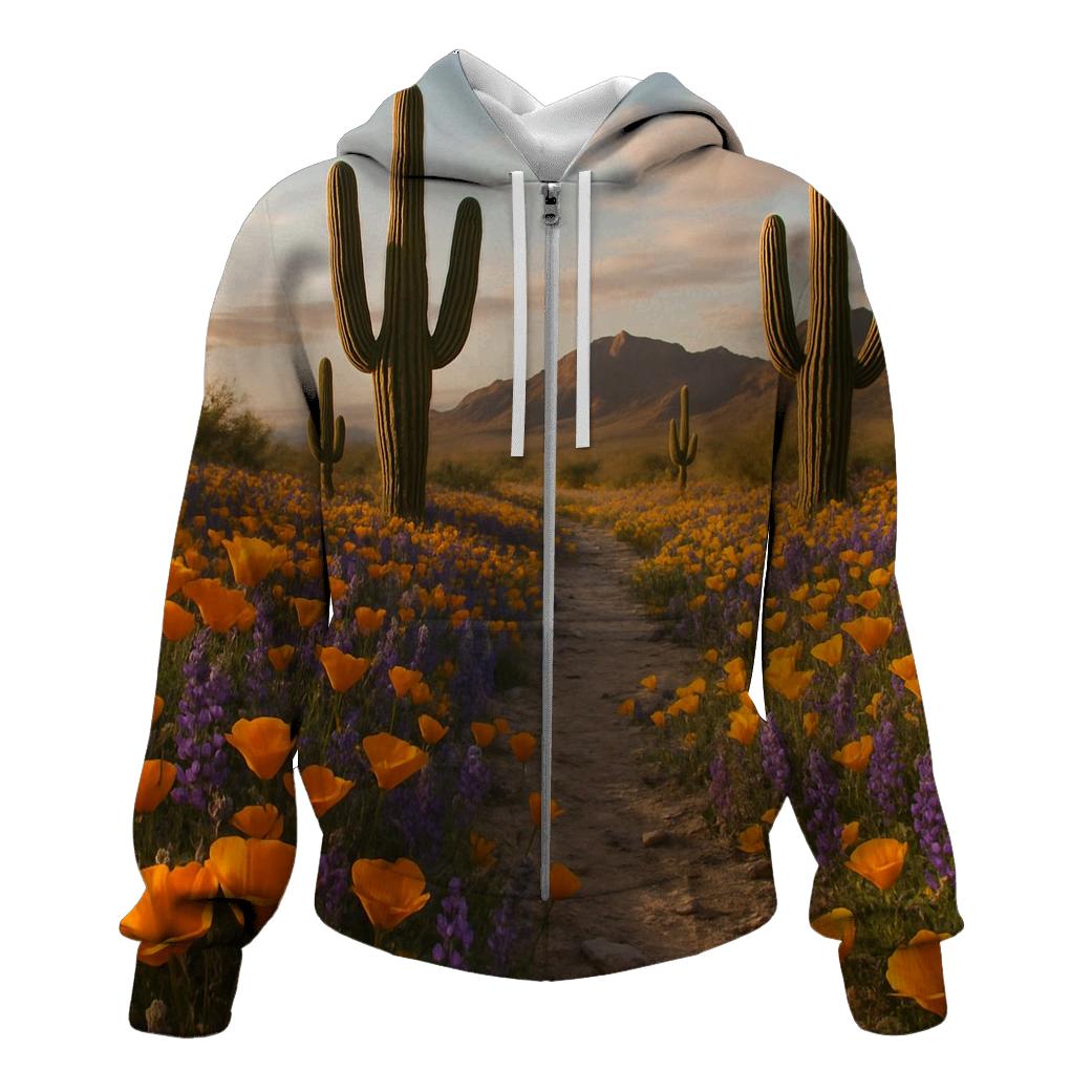 Desert Bloom Saguaro And Wildflowers custom hoodies